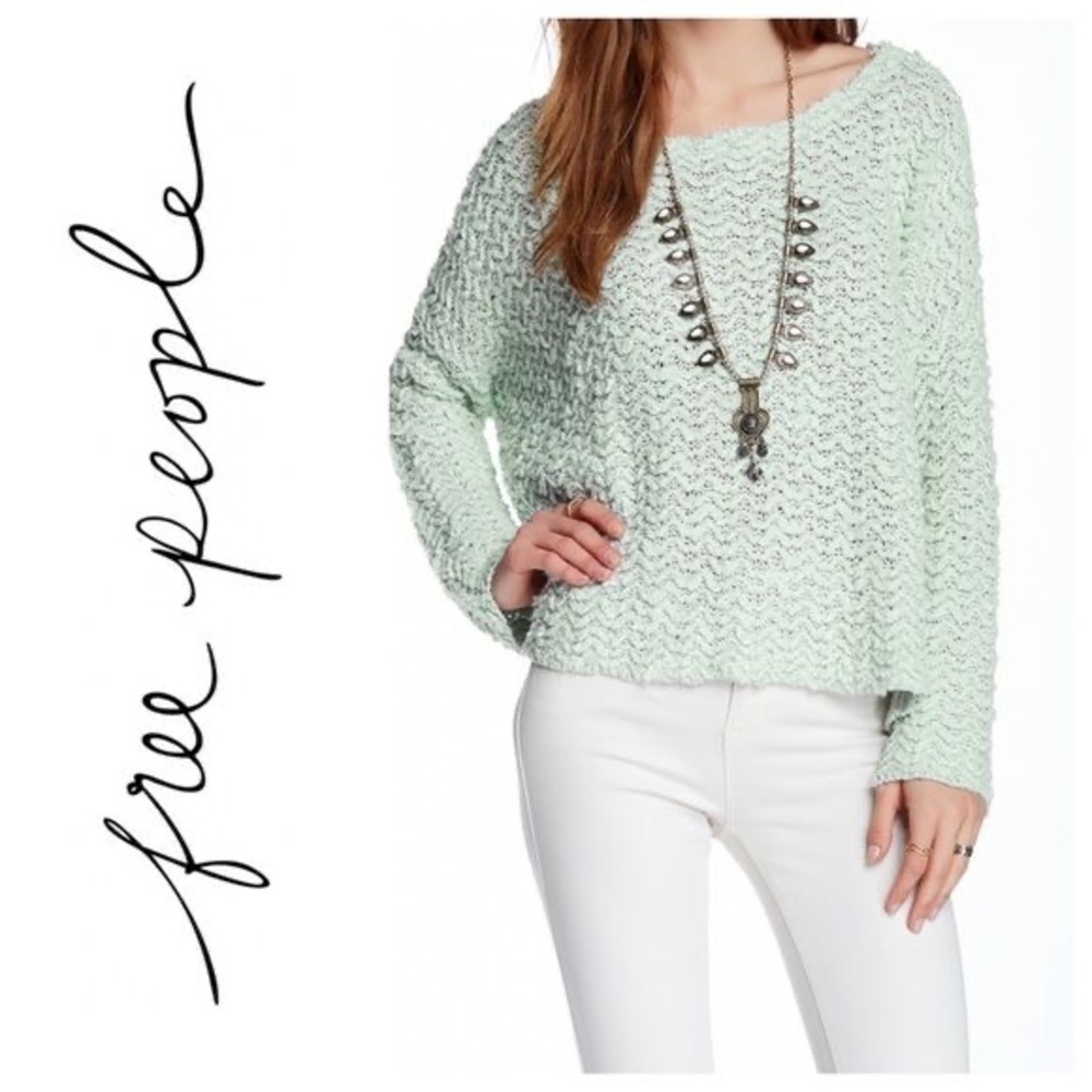Free People Everlasting Pullover Sweater in Mint Blue Size S